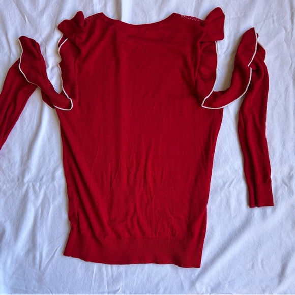 French Connection Ruffled Cold Shoulder Sweater Women’s Sz L - Picture 4 of 4